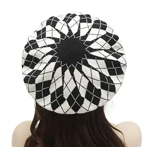 ZLYC Womens French Beret Hat Reversible Knitted Thickened Warm Cap for Ladies Girls - 6