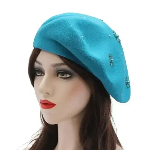 ZLYC Womens French Beret Hat Reversible Knitted Thickened Warm Cap for Ladies Girls - 2