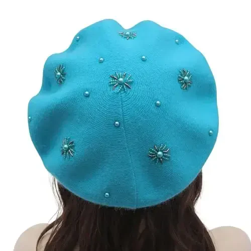 ZLYC Womens French Beret Hat Reversible Knitted Thickened Warm Cap for Ladies Girls - 3