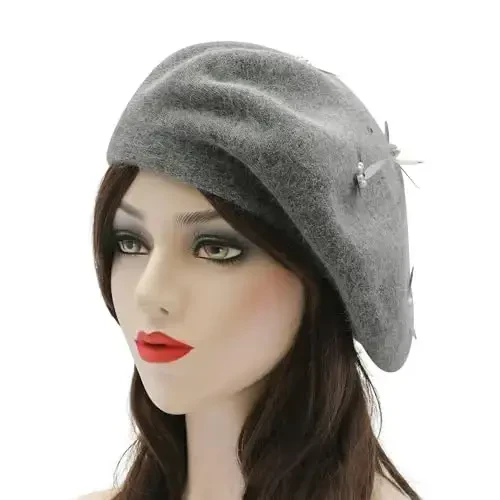 ZLYC Womens French Beret Hat Reversible Knitted Thickened Warm Cap for Ladies Girls - 2