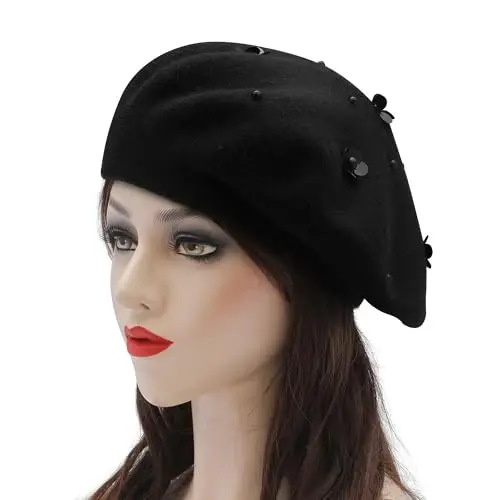 ZLYC Womens French Beret Hat Reversible Knitted Thickened Warm Cap for Ladies Girls - ZLYC (1)