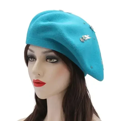 ZLYC Womens French Beret Hat Reversible Knitted Thickened Warm Cap for Ladies Girls - 2