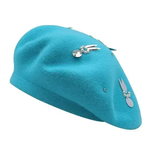 ZLYC Womens French Beret Hat Reversible Knitted Thickened Warm Cap for Ladies Girls - 4