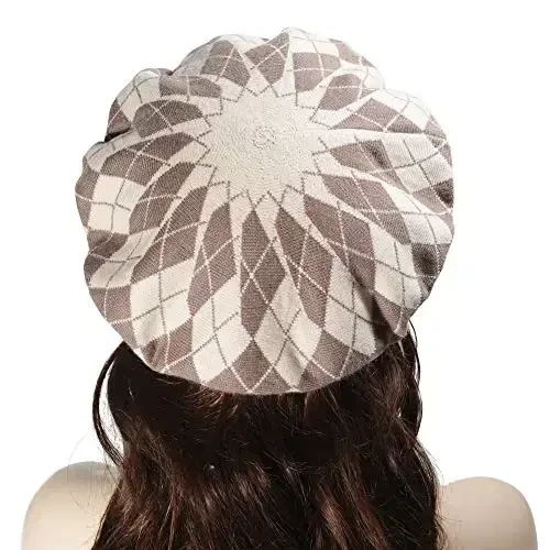 ZLYC Womens French Beret Hat Reversible Knitted Thickened Warm Cap for Ladies Girls - 4