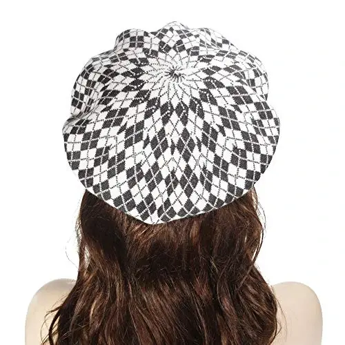 ZLYC Womens French Beret Hat Reversible Knitted Thickened Warm Cap for Ladies Girls - 4