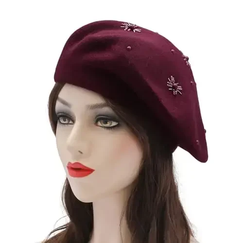 ZLYC Womens French Beret Hat Reversible Knitted Thickened Warm Cap for Ladies Girls - 2