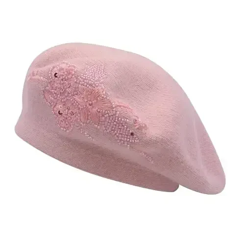 ZLYC Womens French Beret Hat Reversible Knitted Thickened Warm Cap for Ladies Girls 