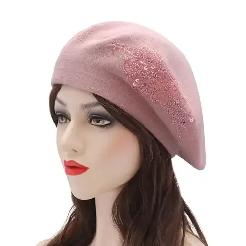 ZLYC Womens French Beret Hat Reversible Knitted Thickened Warm Cap for Ladies Girls - 2