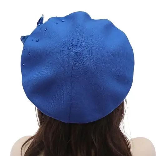 ZLYC Womens French Beret hat, Reversible Solid Color Mosaic Warm Beret Cap for Girls - 3