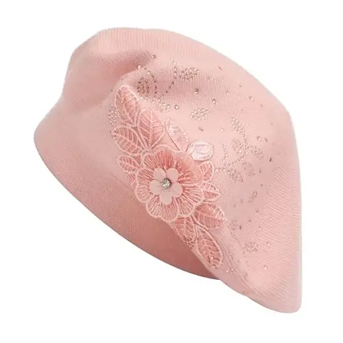 ZLYC Womens French Beret hat, Reversible Solid Color Mosaic Warm Beret Cap for Girls - 4