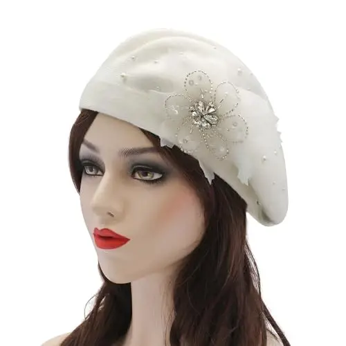 ZLYC Womens French Beret hat, Reversible Solid Color Mosaic Warm Beret Cap for Girls - 2