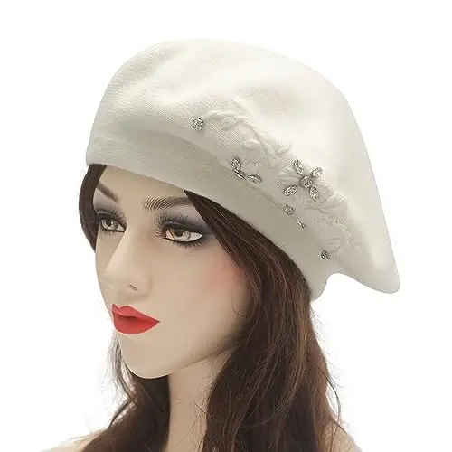 ZLYC Womens French Beret hat, Reversible Solid Color CasModazoneere Mosaic Warm Beret Cap for Girls - 2