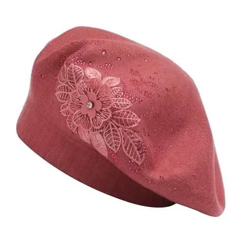 ZLYC Womens French Beret hat, Reversible Solid Color Mosaic Warm Beret Cap for Girls - 4