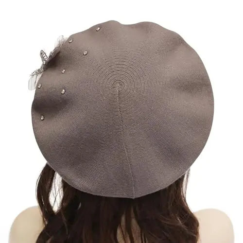ZLYC Womens French Beret hat, Reversible Solid Color Mosaic Warm Beret Cap for Girls - 5
