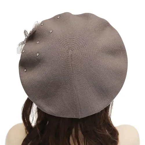 ZLYC Womens French Beret hat, Reversible Solid Color CasModazoneere Mosaic Warm Beret Cap for Girls - 3