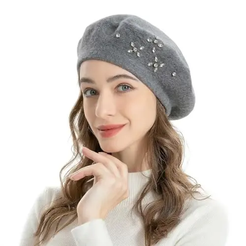 ZLYC Womens French Beret hat, Reversible Solid Color Mosaic Warm Beret Cap for Girls - ZLYC (1)