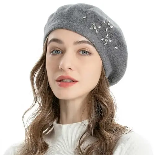 ZLYC Womens French Beret hat, Reversible Solid Color Mosaic Warm Beret Cap for Girls - 3