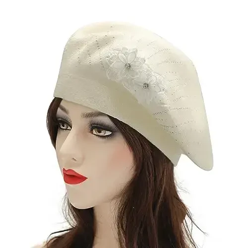 ZLYC Womens French Beret hat, Reversible Solid Color CasModazoneere Mosaic Warm Beret Cap for Girls - 2