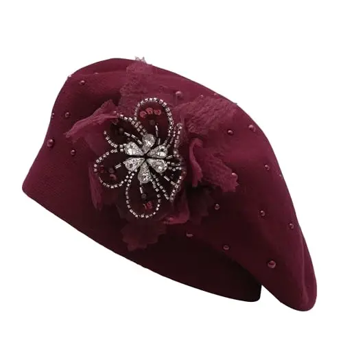 ZLYC Womens French Beret hat, Reversible Solid Color Mosaic Warm Beret Cap for Girls - 4
