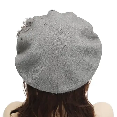 ZLYC Womens French Beret hat, Reversible Solid Color Mosaic Warm Beret Cap for Girls - 3