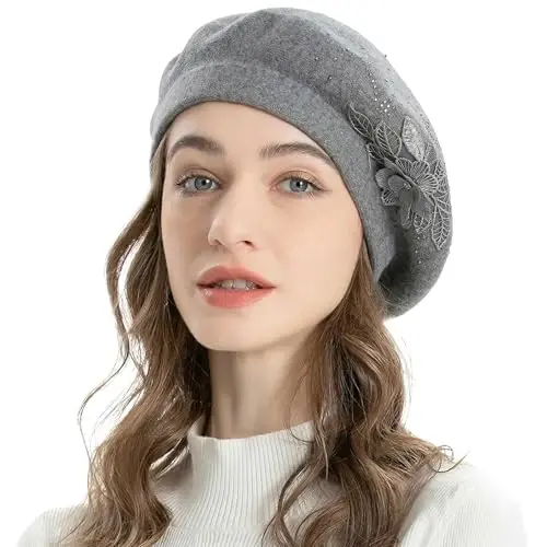 ZLYC Womens French Beret hat, Reversible Solid Color Mosaic Warm Beret Cap for Girls - 3