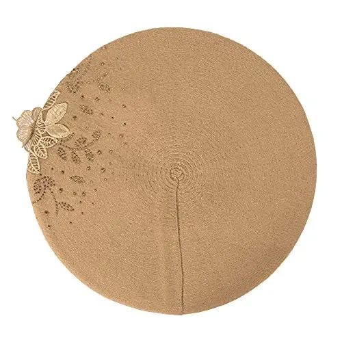 ZLYC Womens French Beret hat, Reversible Solid Color Mosaic Warm Beret Cap for Girls - 4