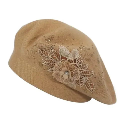 ZLYC Womens French Beret hat, Reversible Solid Color Mosaic Warm Beret Cap for Girls - 4
