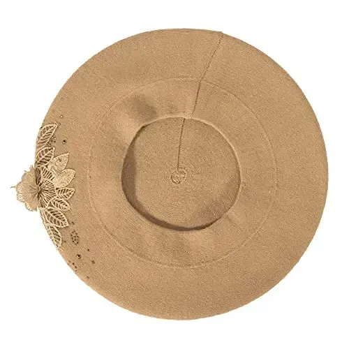 ZLYC Womens French Beret hat, Reversible Solid Color CasModazoneere Mosaic Warm Beret Cap for Girls - 5