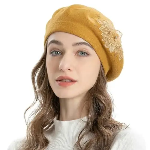 ZLYC Womens French Beret hat, Reversible Solid Color Mosaic Warm Beret Cap for Girls - 3