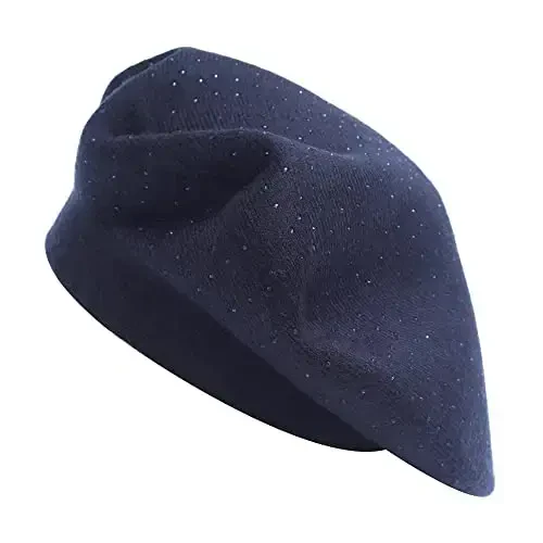 ZLYC Womens French Beret hat, Reversible Solid Color Mosaic Warm Beret Cap for Girls 