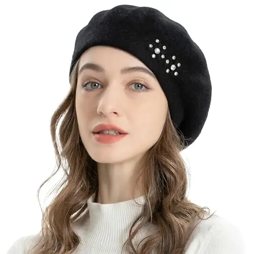 ZLYC Womens French Beret hat, Reversible Solid Color Mosaic Warm Beret Cap for Girls - 3