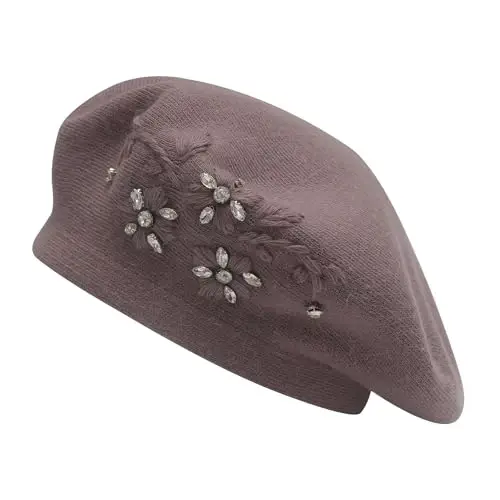 ZLYC Womens French Beret hat, Reversible Solid Color Mosaic Warm Beret Cap for Girls - 4