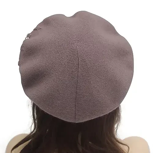 ZLYC Womens French Beret hat, Reversible Solid Color CasModazoneere Mosaic Warm Beret Cap for Girls - 3