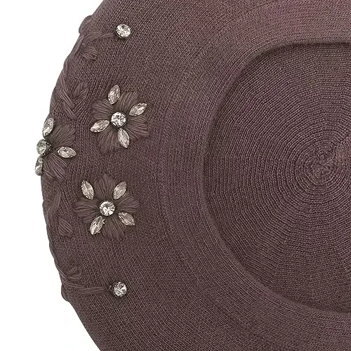 ZLYC Womens French Beret hat, Reversible Solid Color CasModazoneere Mosaic Warm Beret Cap for Girls - 6