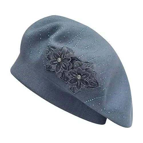 ZLYC Womens French Beret hat, Reversible Solid Color CasModazoneere Mosaic Warm Beret Cap for Girls 