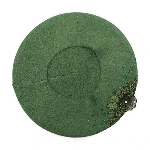 ZLYC Womens French Beret hat, Reversible Solid Color Mosaic Warm Beret Cap for Girls - 5