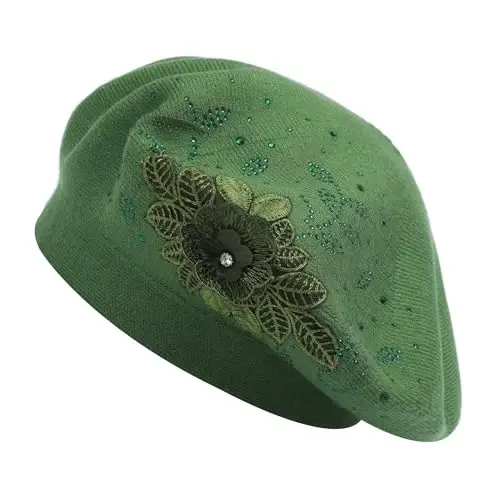 ZLYC Womens French Beret hat, Reversible Solid Color Mosaic Warm Beret Cap for Girls - 4