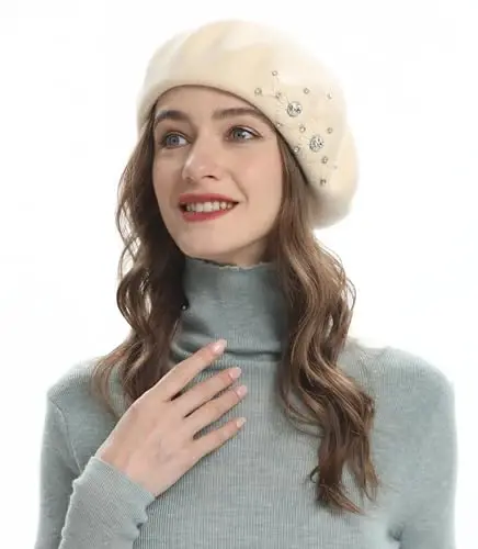 ZLYC Womens French Beret hat, Reversible Solid Color Mosaic Warm Beret Cap for Girls - 8