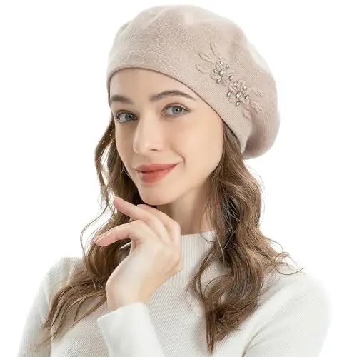 ZLYC Womens French Beret hat, Reversible Solid Color Mosaic Warm Beret Cap for Girls - ZLYC (1)