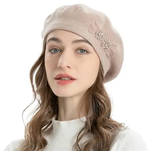 ZLYC Womens French Beret hat, Reversible Solid Color Mosaic Warm Beret Cap for Girls - 3