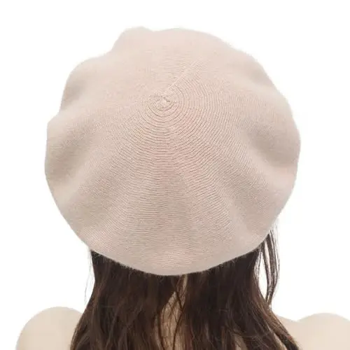 ZLYC Womens French Beret hat, Reversible Solid Color Mosaic Warm Beret Cap for Girls - 5