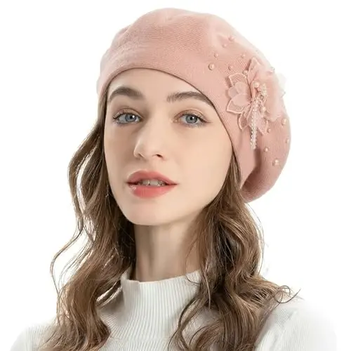 ZLYC Womens French Beret hat, Reversible Solid Color Mosaic Warm Beret Cap for Girls - 3