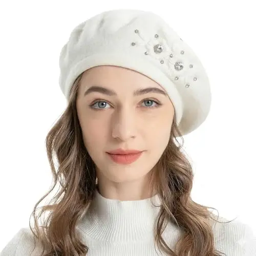 ZLYC Womens French Beret hat, Reversible Solid Color CasModazoneere Mosaic Warm Beret Cap for Girls 
