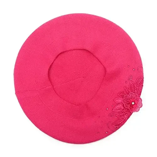 ZLYC Womens French Beret hat, Reversible Solid Color CasModazoneere Mosaic Warm Beret Cap for Girls - 5