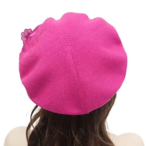 ZLYC Womens French Beret hat, Reversible Solid Color CasModazoneere Mosaic Warm Beret Cap for Girls - 3