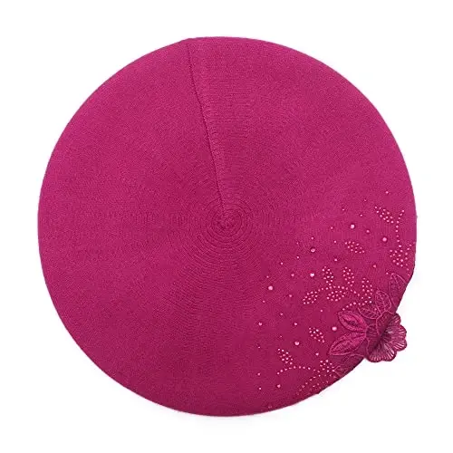 ZLYC Womens French Beret hat, Reversible Solid Color CasModazoneere Mosaic Warm Beret Cap for Girls - 4