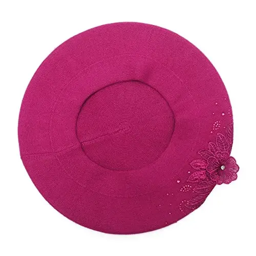 ZLYC Womens French Beret hat, Reversible Solid Color CasModazoneere Mosaic Warm Beret Cap for Girls - 5