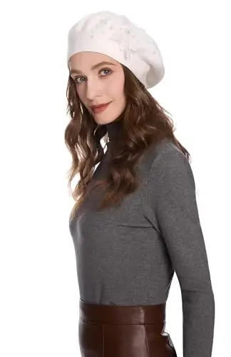 ZLYC Womens French Beret hat, Reversible Solid Color Mosaic Warm Beret Cap for Girls - 3