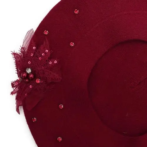 ZLYC Womens French Beret hat, Reversible Solid Color CasModazoneere Mosaic Warm Beret Cap for Girls 