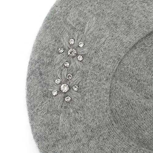 ZLYC Womens French Beret hat, Reversible Solid Color Mosaic Warm Beret Cap for Girls - 6